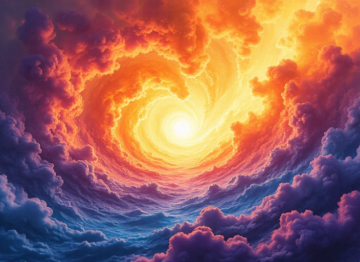 Dynamic abstract image representing energy flow or a sunrise