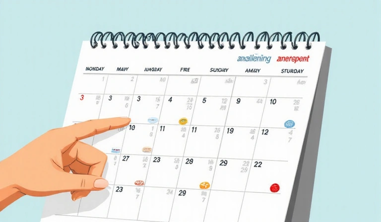 Calendar showing progress for supplement results