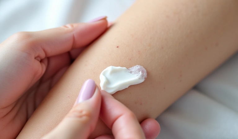 Person doing a patch test on sensitive skin